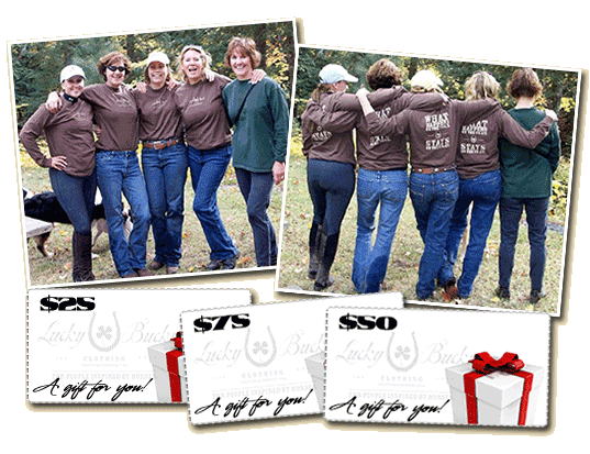 Horse Lovers Like Lucky Bucky Clothing Gift Certificates